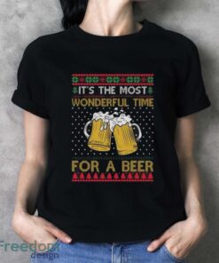 It's The Most Wonderful Time For A Beer Sweatshirt, Ugly Christmas Sweater - Ladies T-Shirt