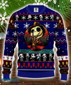 Jack Skellington Halloween Ugly Christmas Sweater Blue 1 Amazing Gift Family Christmas Gift Product Photo 1