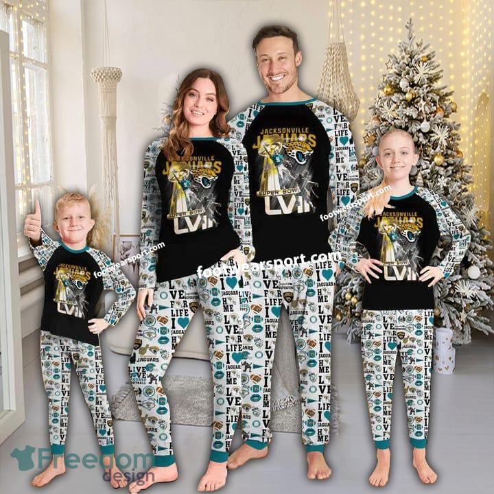 Jacksonville Jaguars Super Bowl Christmas Family Pajamas Set Kid Men Women image Jacksonville Jaguars Super Bowl Christmas Family Pajamas Set Kid Men Women - Jacksonville Jaguars Super Bowl Christmas Family Pajamas Set Kid Men Women
