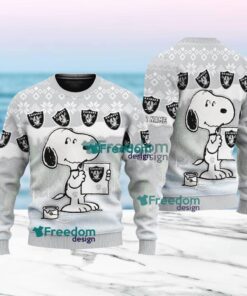 Las Vegas Raiders Nfl Snoopy Pine Tree Christmas Ugly Sweater Custom Name