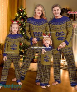 Logo Baltimore Ravens Papa Mama Family Pajamas Set Gift Christmas