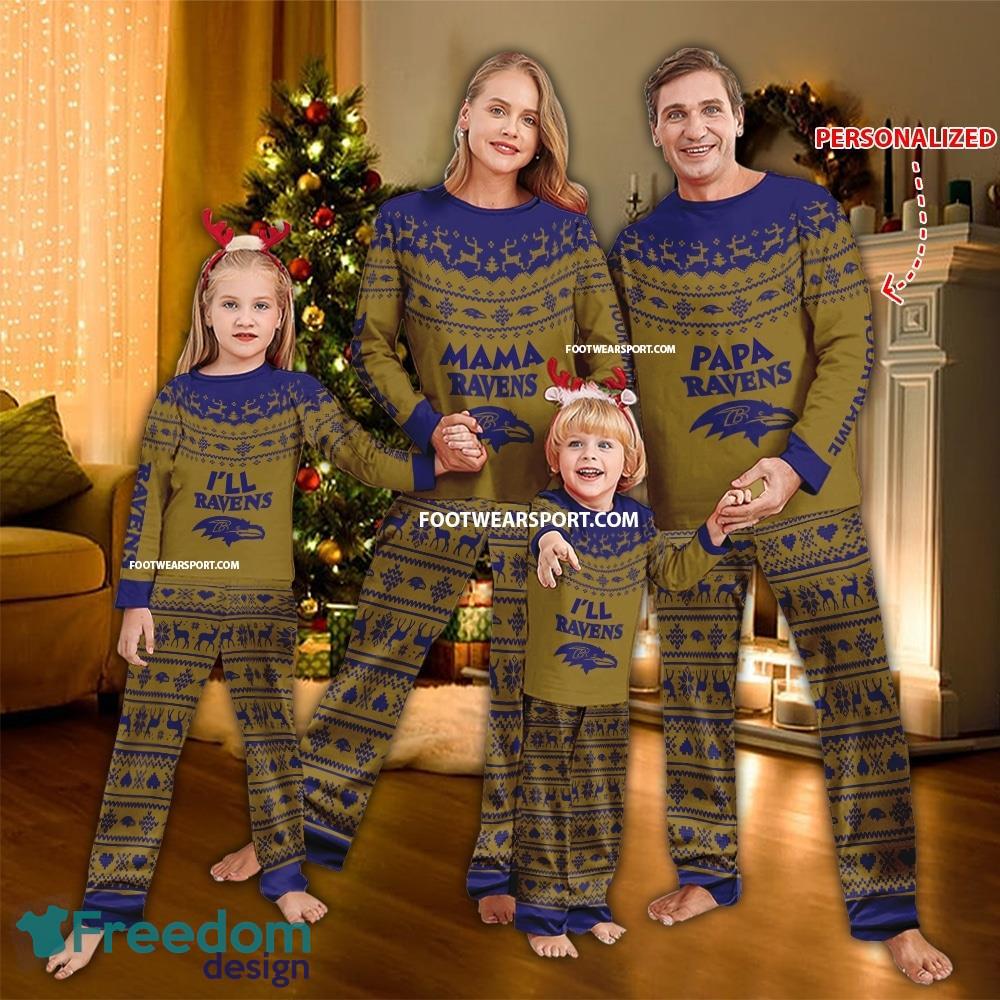 Logo Baltimore Ravens Papa Mama Family Pajamas Set Gift Christmas image Logo Baltimore Ravens Papa Mama Family Pajamas Set Gift Christmas - Logo Baltimore Ravens Papa Mama Family Pajamas Set Gift Christmas