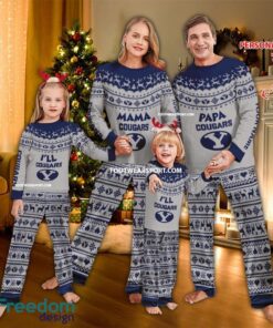 Logo BYU Cougars Papa Mama Pajamas Set Family Gift Christmas