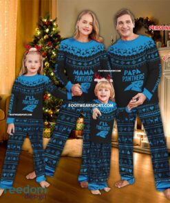 Logo Carolina Panthers Papa Mama Pajamas Set Family Gift Christmas