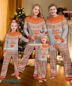 Logo Clemson Tigers Papa Mama Pajamas Set Family Gift Christmas