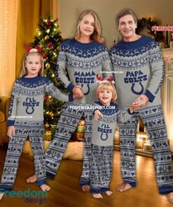 Logo Indianapolis Colts Papa Mama Family Pajamas Set Gift Christmas