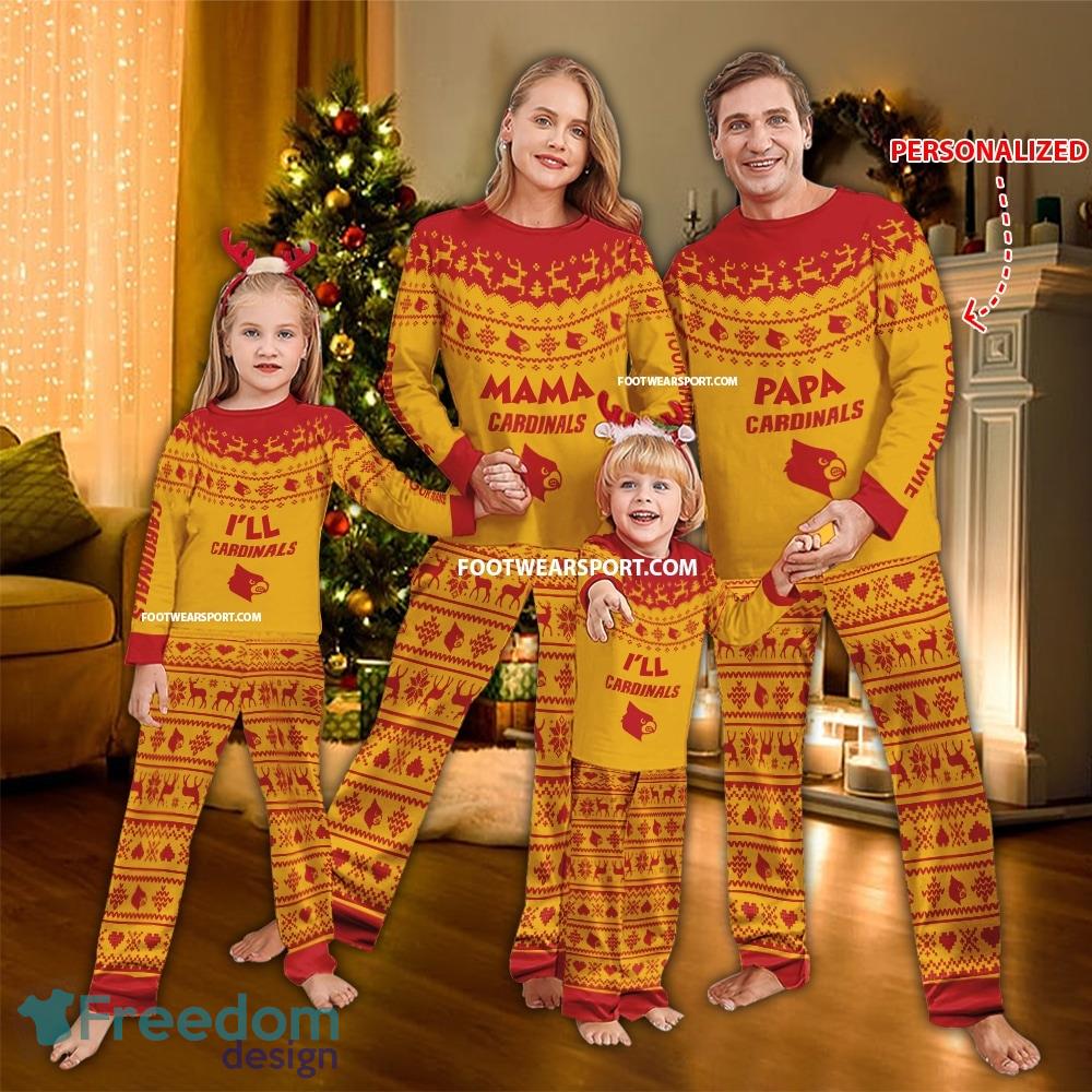 Logo Louisville Cardinals Papa Mama Family Pajamas Set Gift Christmas image Logo Louisville Cardinals Papa Mama Family Pajamas Set Gift Christmas - Logo Louisville Cardinals Papa Mama Family Pajamas Set Gift Christmas