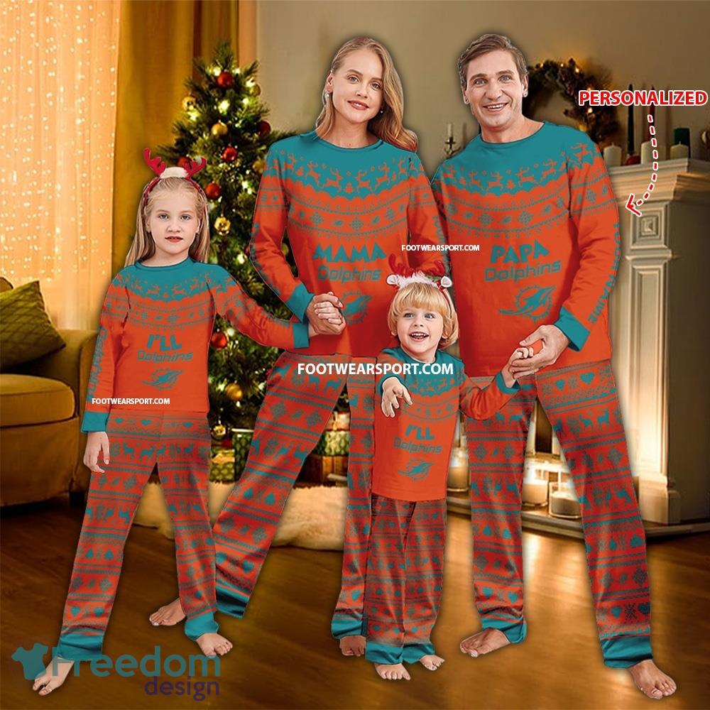 Logo Miami Dolphins Papa Mama Pajamas Set Family Gift Christmas image Logo Miami Dolphins Papa Mama Pajamas Set Family Gift Christmas - Logo Miami Dolphins Papa Mama Pajamas Set Family Gift Christmas