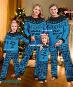 Logo Miami Marlins Papa Mama Family Pajamas Set Gift Christmas