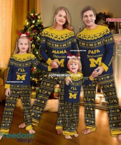 Logo Michigan Wolverines Papa Mama Family Pajamas Set Gift Christmas