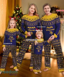 Logo Minnesota Vikings Papa Mama Pajamas Set Family Gift Christmas