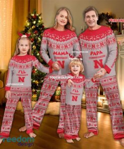 Logo Nebraska Cornhuskers Papa Mama Family Pajamas Set Gift Christmas