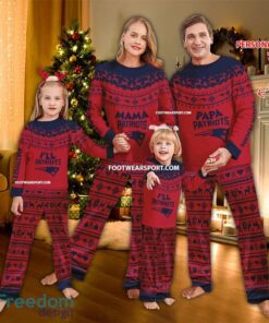 Logo New England Patriots Papa Mama Family Pajamas Set Gift Christmas