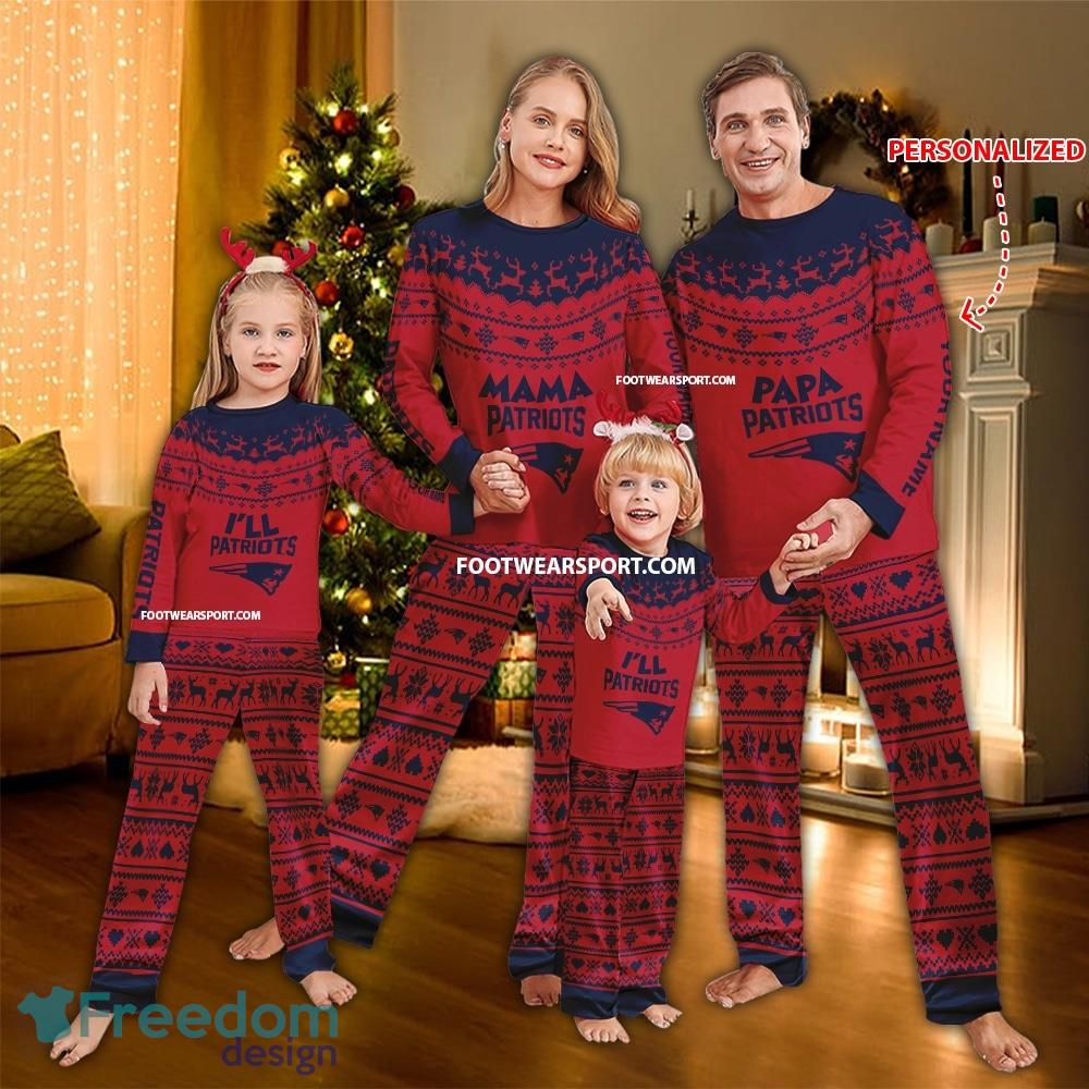 Logo New England Patriots Papa Mama Family Pajamas Set Gift Christmas image Logo New England Patriots Papa Mama Family Pajamas Set Gift Christmas - Logo New England Patriots Papa Mama Family Pajamas Set Gift Christmas