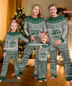 Logo New York Jets Papa Mama Pajamas Set Family Gift Christmas