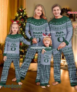 Logo Oregon Ducks Papa Mama Family Pajamas Set Gift Christmas