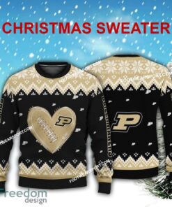 Logo Pattern Heart Football Purdue Boilermakers Xmas 3D Sweater For Men Women