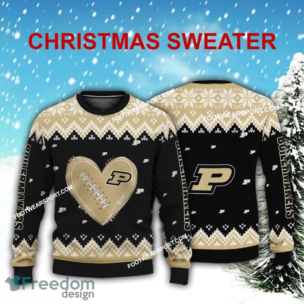 Logo Pattern Heart Football Purdue Boilermakers Xmas 3D Sweater For Men Women image Logo Pattern Heart Football Purdue Boilermakers Xmas 3D Sweater For Men Women - Logo Pattern Heart Football Purdue Boilermakers Xmas 3D Sweater For Men Women