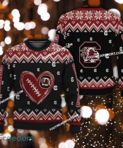 Logo Pattern Heart Football South Carolina Gamecocks Christmas 3D Sweater For Men Women