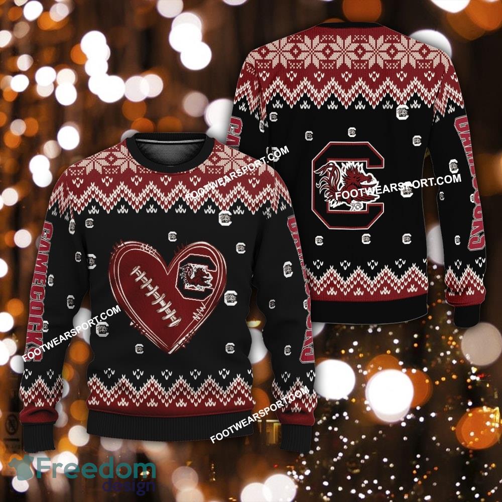 Logo Pattern Heart Football South Carolina Gamecocks Christmas 3D Sweater For Men Women image Logo Pattern Heart Football South Carolina Gamecocks Christmas 3D Sweater For Men Women - Logo Pattern Heart Football South Carolina Gamecocks Christmas 3D Sweater For Men Women
