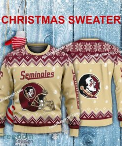 Logo Pattern Helmet Florida State Seminoles Christmas Sweater Gift Holidays