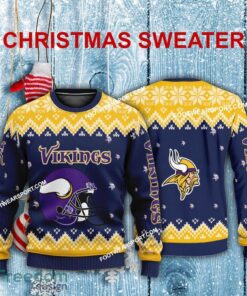Logo Pattern Helmet Minnesota Vikings Christmas Sweater For Men Women