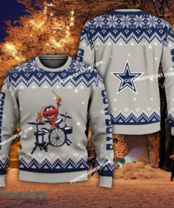 Logo Pattern Muppets Play Drums Dallas Cowboys Christmas Sweater Gift For Adult