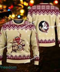 Logo Pattern Muppets Play Drums Florida State Seminoles Christmas Sweater For Men Women