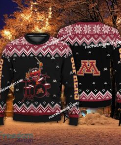 Logo Pattern Muppets Play Drums Minnesota Golden Gophers Xmas Sweater AOP Gift For Adult