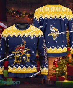Logo Pattern Muppets Play Drums Minnesota Vikings Christmas Sweater Gift Holidays