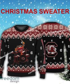 Logo Pattern Muppets Play Drums South Carolina Gamecocks Christmas Sweater For Men Women