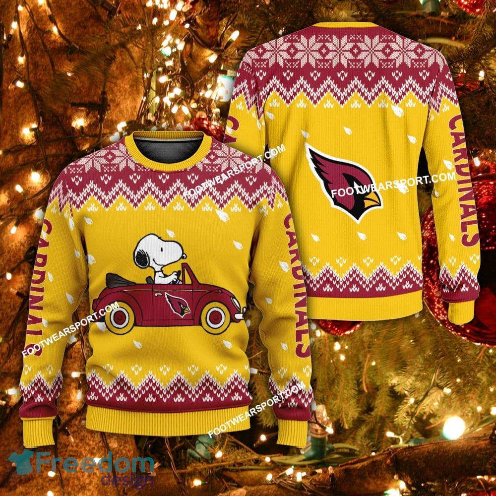 Logo Pattern Snoopy Driving Car Arizona Cardinals Christmas Sweater AOP For Men Women image Logo Pattern Snoopy Driving Car Arizona Cardinals Christmas Sweater AOP For Men Women - Logo Pattern Snoopy Driving Car Arizona Cardinals Christmas Sweater AOP For Men Women
