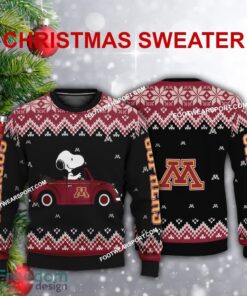 Logo Pattern Snoopy Driving Car Minnesota Golden Gophers Christmas 3D Sweater Gift Holidays