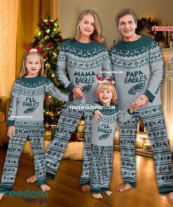 Logo Philadelphia Eagles Papa Mama Pajamas Set Family Gift Christmas