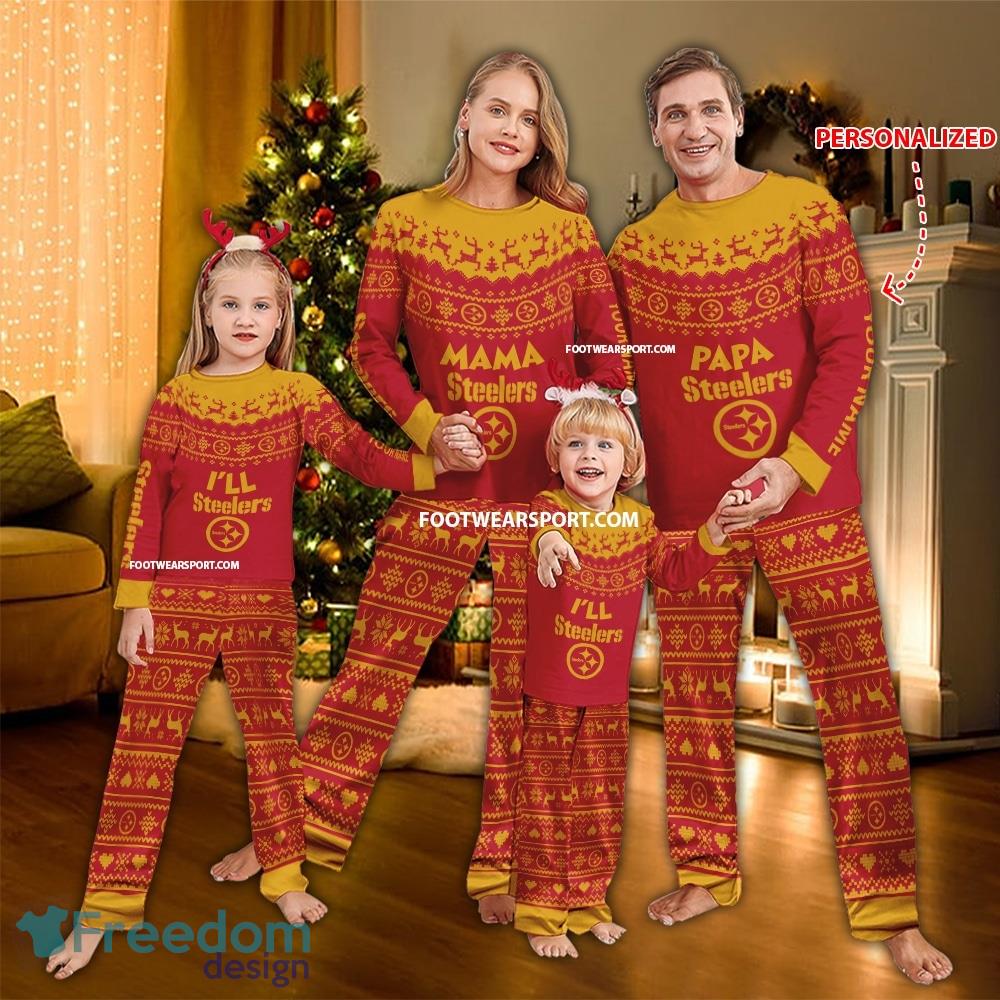 Logo Pittsburgh Steelers Papa Mama Family Pajamas Set Gift Christmas image Logo Pittsburgh Steelers Papa Mama Family Pajamas Set Gift Christmas - Logo Pittsburgh Steelers Papa Mama Family Pajamas Set Gift Christmas