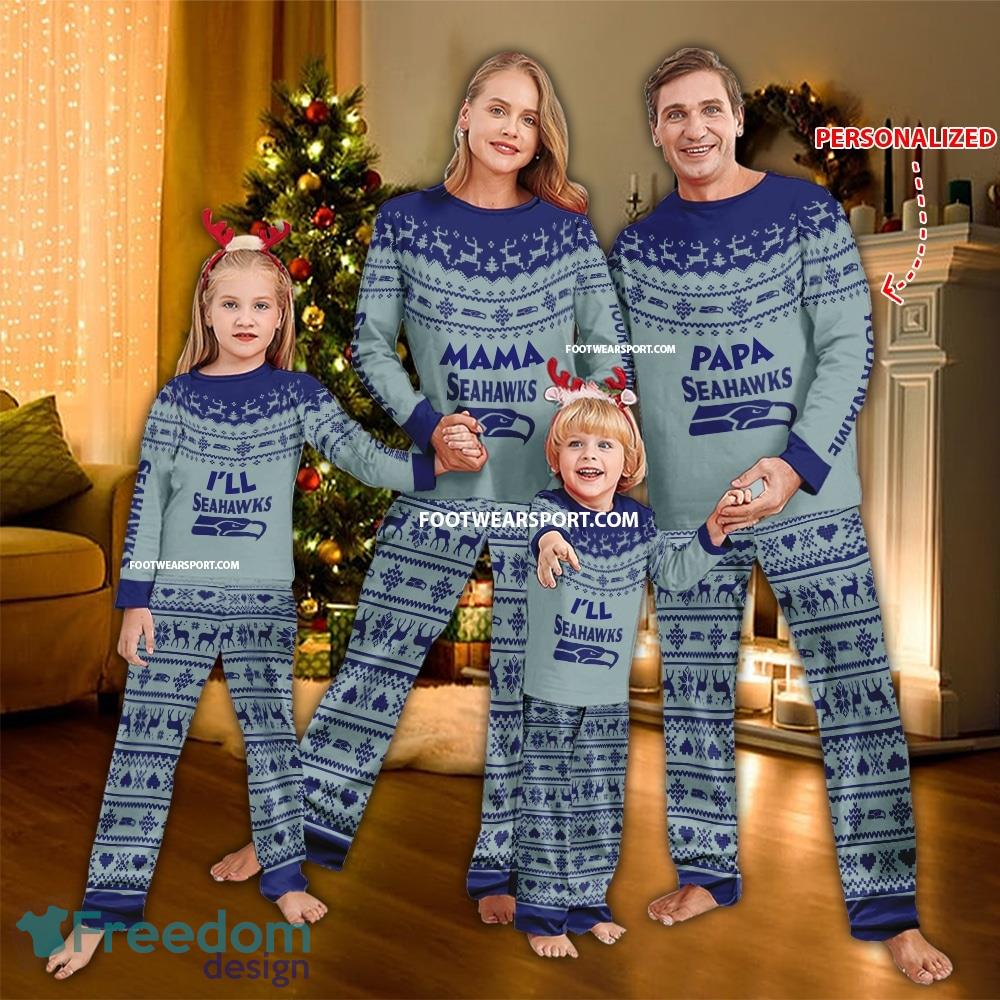 Logo Seattle Seahawks Papa Mama Family Pajamas Set Gift Christmas image Logo Seattle Seahawks Papa Mama Family Pajamas Set Gift Christmas - Logo Seattle Seahawks Papa Mama Family Pajamas Set Gift Christmas