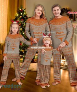 Logo Texas Longhorns Papa Mama Pajamas Set Family Gift Christmas