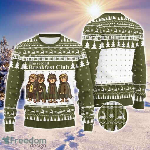 LOTR The Second Breakfast Club Ugly Christmas Sweater, LOTR Ugly Christmas Sweater Holiday Gift Product Photo 1