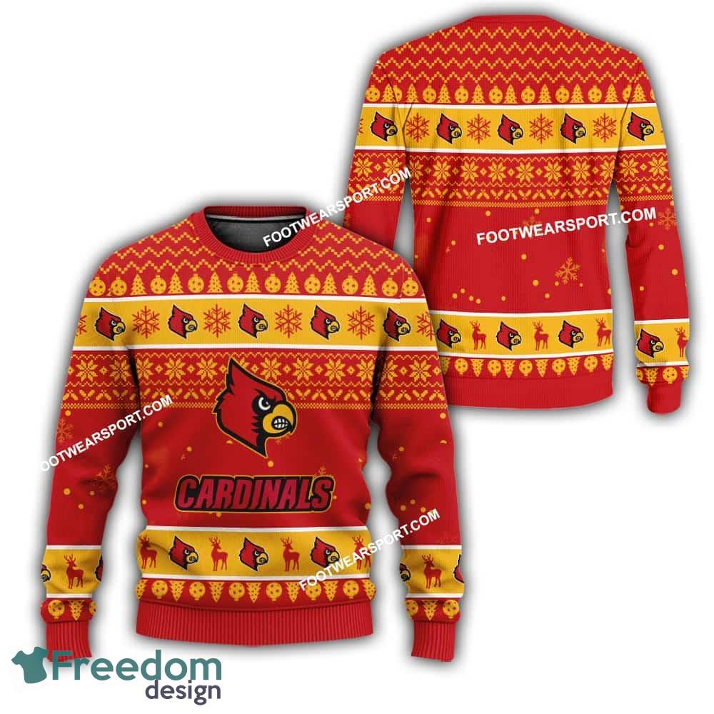 Louisville Cardinals Xmas Pattern Knitted Christmas 3D Sweater For Fans image Louisville Cardinals Xmas Pattern Knitted Christmas 3D Sweater For Fans - Louisville Cardinals Xmas Pattern Knitted Christmas 3D Sweater For Fans