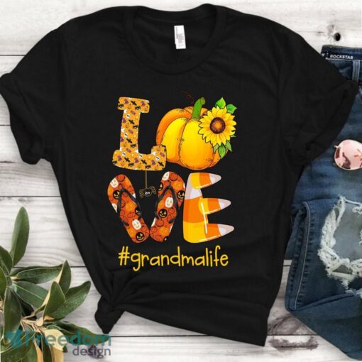 Love grandma life Halloween shirt- sunflower Pumpkin Funny Gift TShirt Product Photo 1