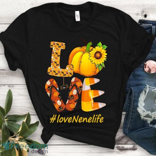 Love nene life Halloween shirt- Love Nenelife sunflower Pumpkin Thanksgiving Funny Gift TShirt Product Photo 1