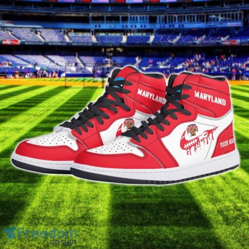 Maryland Terrapins Air Jordan 1 Shoes Sport Hightop Sneakers For Men And Women Custom Name Product Photo 2