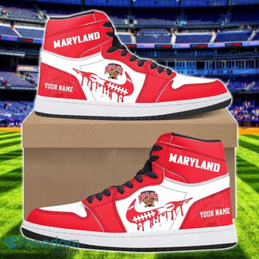 Maryland Terrapins Air Jordan 1 Shoes Sport Hightop Sneakers For Men And Women Custom Name Product Photo 1