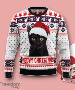 Meowy Christmas Cat With Santa Hat Ugly Christmas Sweater Unique Gift