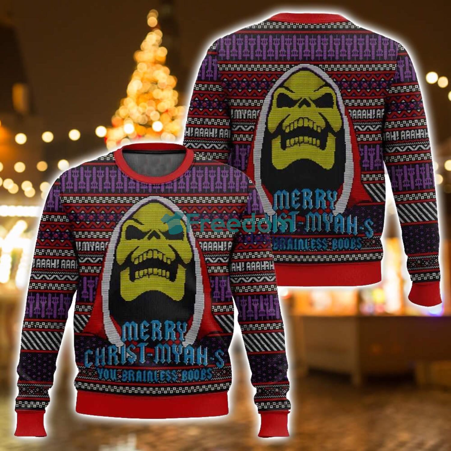Merry Christ Myah s! Skeletor Masters of the Universe Ugly Christmas Sweater Holiday Gift For Family Christmas Sweater image Merry Christ-Myah-s! Skeletor Masters of the Universe Ugly Christmas Sweater Holiday Gift For Family Christmas Sweater Product Photo 1
