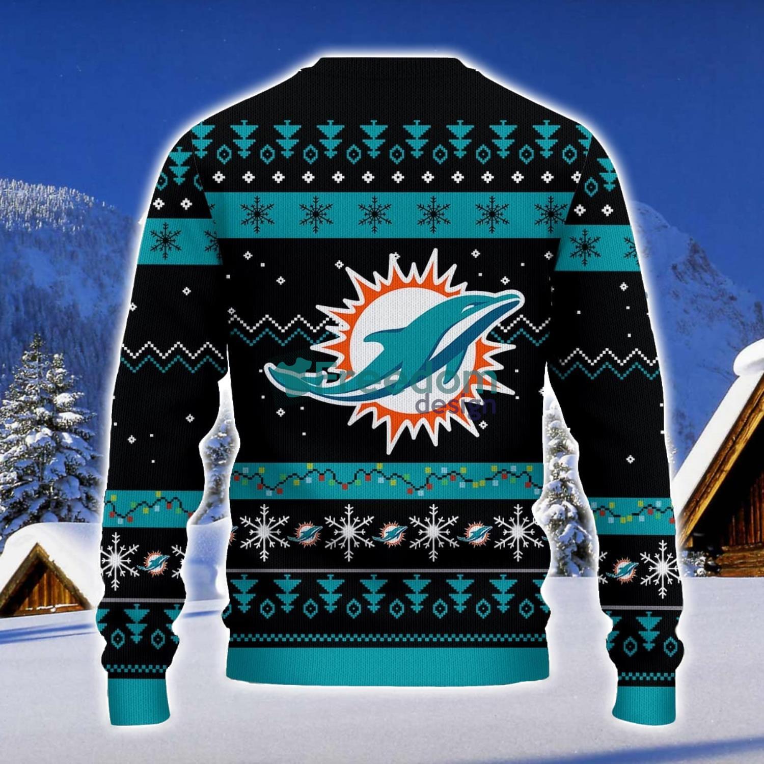 Miami Dolphins Santa Claus Ugly Christmas Sweater Christmas Gift 3D Sweater image Miami Dolphins Santa Claus Ugly Christmas Sweater Christmas Gift 3D Sweater Product Photo 2