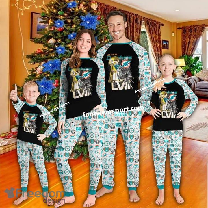 Miami Dolphins Super Bowl Christmas Pajamas Set Family Kid Men Women image Miami Dolphins Super Bowl Christmas Pajamas Set Family Kid Men Women - Miami Dolphins Super Bowl Christmas Pajamas Set Family Kid Men Women