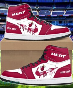 Miami Heat Air Jordan 1 Shoes Sport Hightop Sneakers For Men And Women Custom Name