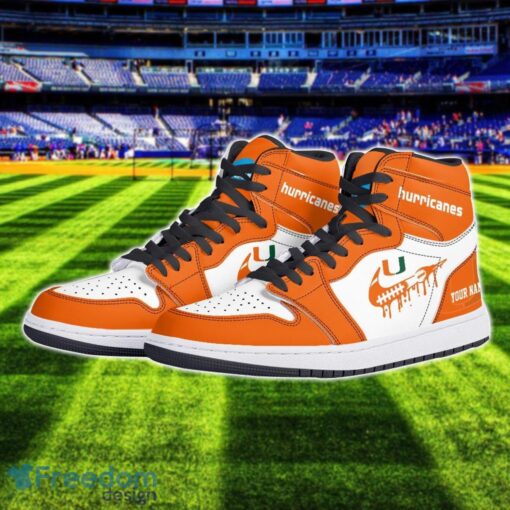 Miami Hurricanes Air Jordan 1 Shoes Sport Hightop Sneakers For Men And Women Custom Name Product Photo 2