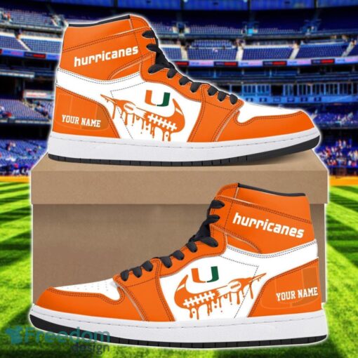 Miami Hurricanes Air Jordan 1 Shoes Sport Hightop Sneakers For Men And Women Custom Name Product Photo 1